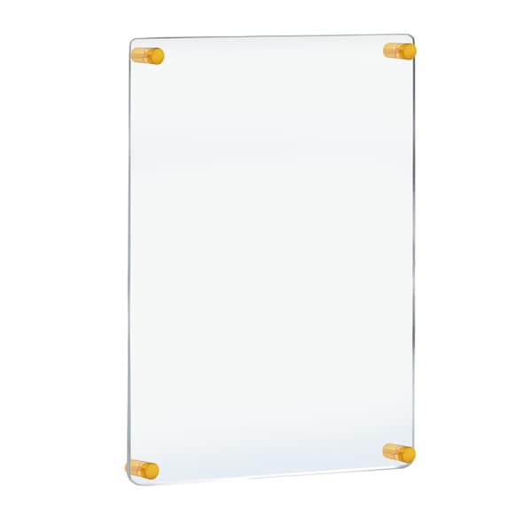 Floating Styrene Wall Frame with Rounded Edges, Gold Stand Off Caps